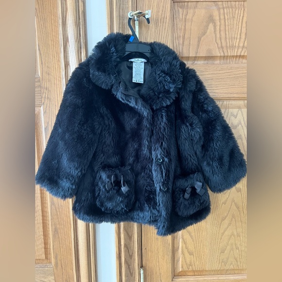 Kids Black Faux Fur Coat - Newberry Size 4T - Picture 4 of 6